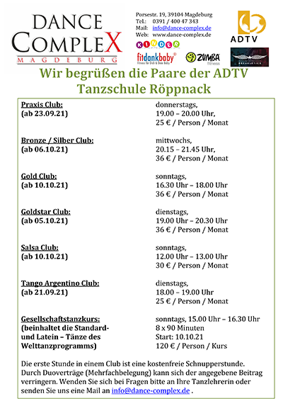 Aushang Tanzschule Roeppnack